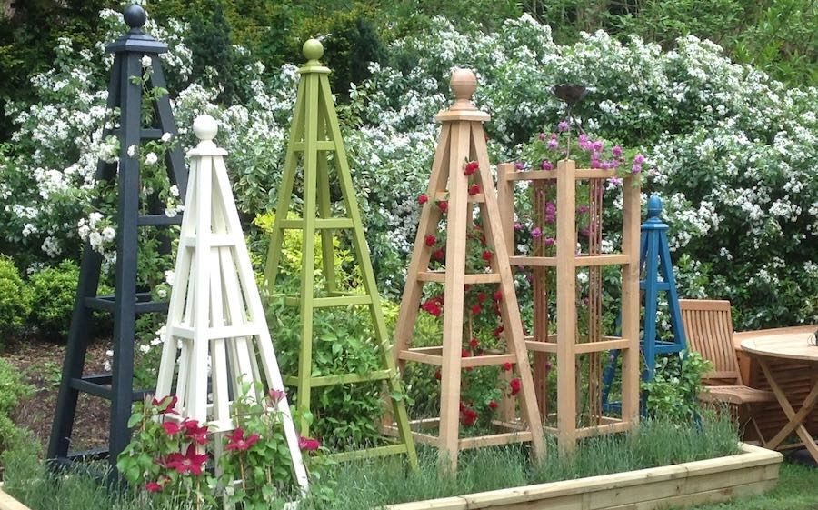Wooden Garden Obelisk display at RHS Chelsea Flower Show 2015